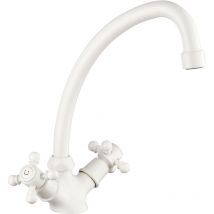 Paini France - Mezclador de fregadero Tiffany con ca o de cuello de cisne Blanco