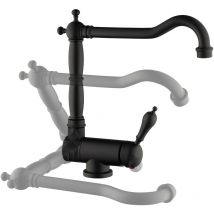 Nice Rubinetterie - Mezclador de fregadero de cocina con caño abatible en color negro mate estilo retro nice 600034NO Negro mate