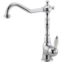 Gattoni Rubinetteria - Mezclador de fregadero de cocina cromado de estilo retro con caño giratorio Gattoni Orta RE135C0 Cromo