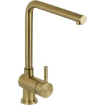 Pollini Acqua Design - Mezclador de fregadero de cocina en acero inoxidable color pvd dorado cepillado con caño regulable Pollini AK0060C pvd de oro