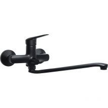 Mezclador de fregadero de pared con desviador y caño de 40 cm de largo Deante BORO BMON56M Negro mate