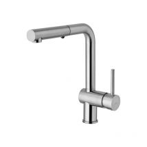 Paffoni - Mezclador de fregadero de cocina en color acero cepillado con ducha extraible de doble jet Light LIG285ST-MET Steel Looking