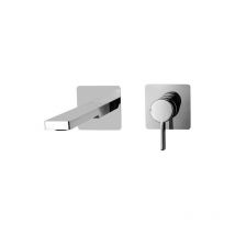 Paffoni - Mezclador empotrado para lavabo con caño l. 200 mm Aspecto acero Rock serie RO105ST70 Latón - Steel looking
