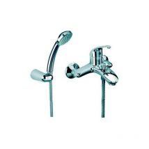 Eurorama - Mezclador exterior de bañera con teleducha y flexo en latón cromado