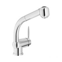Mezclador monomando de fregadero con rociador extraíble Nobili Ovetto serie NU12513/8CR Cromado - Latón