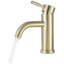 Alwaysh - Ahlsen Mezclador de lavabo Mezclador de lavabo de agua fría y caliente Mezclador de lavabo de oro cepillado-A1