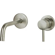 Paffoni - Mezclador de lavabo de pared en color acero cepillado, caño de 25 cm Light LIG007ST70 245 mm - Steel Looking