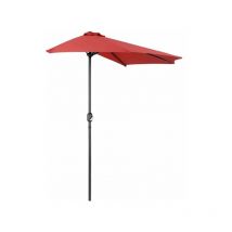 Mezzaluna Regenschirm 3 Meter Außensemischgarten mit Zentralpol in Half Moon Aluminium - DarkRed