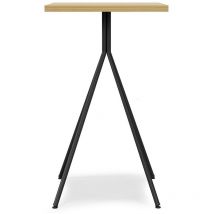 Mf - Mesa Alta Cuadrada Modelo bistró - Estructura de Acero en Negro, Tapa de mdp color miel, 60 x 60 cms