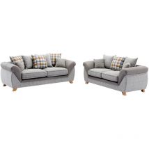 Maestro Ferretero - mf - Set de Sofás de Diseño Modelo cambridge, 3 + 2 plazas, tejido combinado gris con gris claro. 90 x 210 x 92 cm