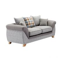 Mf - Sofá de Diseño Modelo cambridge, 2 plazas, tejido combinado gris con gris claro. 90 x 185 x 92 cm