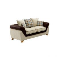 Mf - Sofá de Diseño Modelo cambridge, 2 plazas, tejido combinado marrón con beige. 90 x 185 x 92 cm