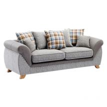 Mf - Sofá de Diseño Modelo cambridge, 3 plazas, tejido combinado gris con gris claro. 90 x 210 x 92 cm