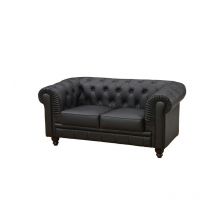 Maestro Ferretero - mf - Sofá de Diseño Modelo chester, 2 plazas, Tapizado en Similpiel Negra. 72 x 154 x 71 cm