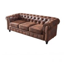 Maestro Ferretero - mf - Sofá de Diseño Modelo chester, 3 plazas, Tapizado en Similpiel Vintage. 72 x 203 x 71 cm
