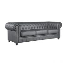Maestro Ferretero - mf - Sofá de Diseño Modelo chester new, 3 plazas, Tapizado en Similpiel Negra. 80 x 205 x 68 cm