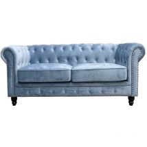Maestro Ferretero - mf - Sofá de Diseño Modelo chester premium, 2 plazas, Tapizado Velvet dusky azul. 77 x 150 x 70 cm