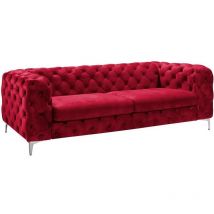 Maestro Ferretero - mf - Sofá de Diseño Modelo chester royal, 3 plazas, terciopelo Rojo vino. 84 x 218 x 74 cm