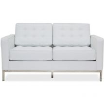 Maestro Ferretero - mf - Sofá de Diseño Modelo flor (t), 2 plazas, Tapizado en Similpiel Blanca. 80 x 143 x 80 cm
