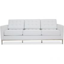 Maestro Ferretero - mf - Sofá de Diseño Modelo flor (t), 3 plazas, Tapizado en Similpiel Blanca. 81 x 205 x 80 cm
