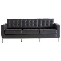 Maestro Ferretero - mf - Sofá de Diseño Modelo flor (t), 3 plazas, Tapizado en Similpiel Negra. 81 x 205 x 80 cm