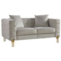 Maestro Ferretero - mf - Sofá de Diseño Modelo larios, 2 plazas, tejido Velvet gris claro 25. 84 x 157 x 71 cm