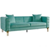 Maestro Ferretero - mf - Sofá de Diseño Modelo larios, 3 plazas, tejido Velvet verde agua 58. 84 x 208 x 71 cm