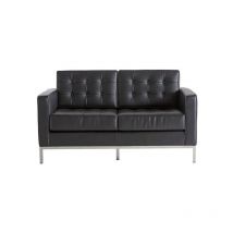 Maestro Ferretero - mf - Sofá flor (t), 2 plazas, Tapizado en Similpiel Negra. 80 x 143 x 80 cm