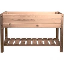 Mgc24 - Hochbeet Massiv l 118x40x78cm Kiefernholz dunkelbraun