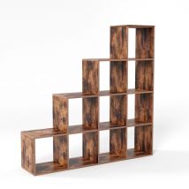 Miadomodo - Estantería de Cubos - 10 Compartimentos, 129,5x29x129,5cm, Diseño Moderno y Resistente, Marrón - Estanterías de Almacenaje, Librero,