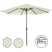 Ecomsof - miadomodo Parasol de Jardín - ø 250 cm, Protección uv 30+, con Manivela, Poliéster, Beige - Sombrilla Octogonal para Terraza, Balcón, Patio
