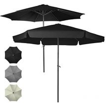 Ecomsof - miadomodo Parasol de Jardín - ø 250 cm, Protección uv 30+, con Manivela, Poliéster, Negro - Sombrilla Octogonal para Terraza, Balcón, Patio