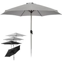 Jago - miadomodo Parasol de Jardín - ø 270 cm, Protección uv, Impermeable, con Manivela, Poliéster, Gris Claro - Sombrilla Hexagonal para Terraza,