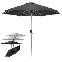Jago - miadomodo Parasol de Jardín - ø 270 cm, Protección uv, Impermeable, con Manivela, Poliéster, Gris Oscuro - Sombrilla Hexagonal para Terraza,