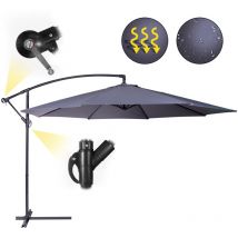 Jago - miadomodo Parasol Excéntrico - ø 300 cm, Inclinable, Protección uv 30+, con Manivela, Poliéster, Gris - Sombrilla Octogonal para Jardín,