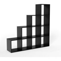 Miadomodo - Libreria Scaffale a Cubi - 10 Scompartimenti, in mdf, 129,5x29x129,5 cm, Nero - Biblioteca Mobile per Libri, Cubi Arredo, Libreria a