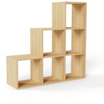 Libreria Scaffale a Cubi - 6 Scompartimenti, mdf, 97,5x29x97,5 cm, Rovere Sonoma - Biblioteca Mobile per Libri, Cubi Arredo, Libreria a Scala,