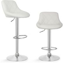 Miadomodo - Taburetes de Bar - de Acero, Juego de 2, con Altura Ajustable, Tapizado, Respaldo, Reposapiés, Cuero Sintético, Giro de 360o, Blanco