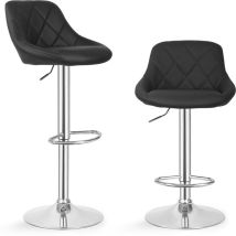 Miadomodo - Taburetes de Bar - de Acero, Juego de 2, con Altura Ajustable, Tapizado, Respaldo, Reposapiés, Cuero Sintético, Giro de 360o, Negro