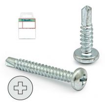 Blister tornillo broca cabeza alomada din 7504-n cincado larg.r/chapa 32mm ø rosca chapa 4.2mm