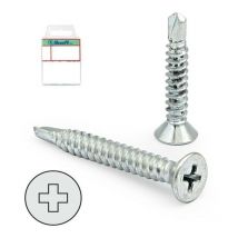 Blister tornillo broca cabeza plana din 7504-p cincado larg.r/chapa 25mm ø rosca chapa 3.9mm