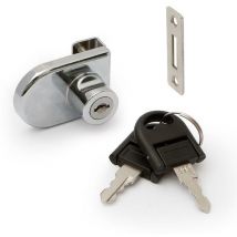 Herrajes Alk - cerradura bombillo cristal 38x54 d21x18 cromo c/llave funda negra articulada.
