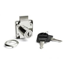 Herrajes Alk - cerradura solapar de bombillo para cajón modelo boris niquel/negro llaves diferentes acabado niquel