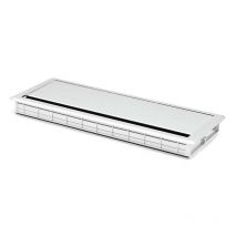 Pasacable con tapa amortiguador simple blanco con amortiguacion. medidas 300x120x25mm.