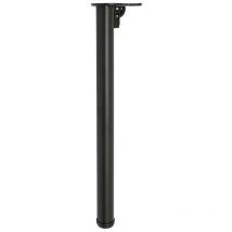 Herrajes Alk - pata mesa plegable ø50 h710 negro r9005 , Plega · Pata de mesa plegable ø50. Regulable.Altura regulable: min. 710mm - máx. 740mm. Se