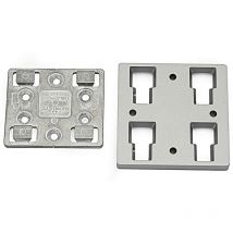 Fplus - rujz placa enganche cuña para patas acabado niquel satinad , quaron Juego de placas de enganche en cuña par patas de mesa de 80x80mm.Juego de