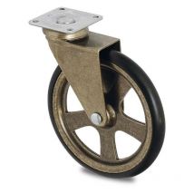 Q&q - rueda giratoria camarena aro de goma d105 plástico bronce max.30kg. placa 50x50. h123.