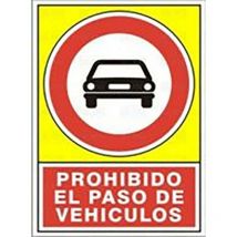 Señal 497 plast.490x345 ''pr.paso vehic.'' prohibido el paso de vehiculos