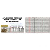 avl blister tornillo pozi c-plana 3,0x20 bicromatado 2929 (caja 15 unidades)