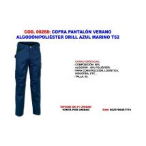 Cofra - pantalon verano algodon-pol. drill azul mar. t52